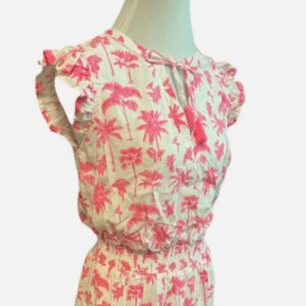 NWT Vineyard Vines Pink Palms & Palmeria Ruffle Sleeves Dress - Small - Picture 4 of 7